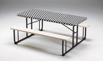 Stay Put Tablecover Black Check, 30" X 96" by Creative Converting