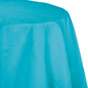 Bermuda Blue Round Polylined TIssue Tablecover, 82" by Creative Converting