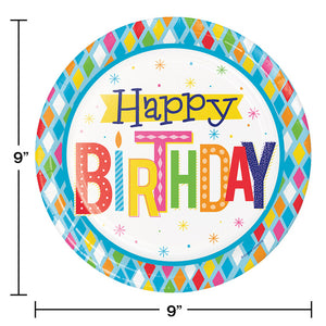 Bright Birthday Paper Plates, 8 ct Party Decoration