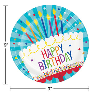 Cake Birthday Paper Plates, 8 ct Party Decoration
