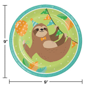 Sloth Party Paper Plates, Pack Of 8 Party Decoration