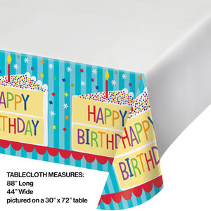 Cake Birthday Plastic Tablecover 48" X 88" Party Decoration