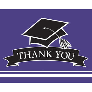 Graduation School Color Purple Thank You Notes, 25/Pkg by Creative Converting