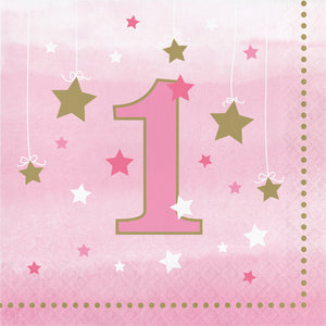 One Little Star Girl 1st Birthday Napkins, 16 ct by Creative Converting