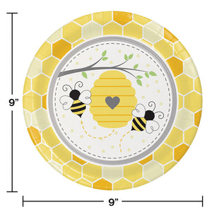 Bumblebee Baby Paper Plates, 8 ct Party Decoration