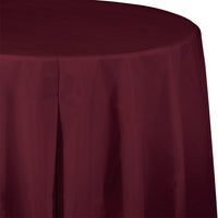 Burgundy Round Plastic Tablecover, 82