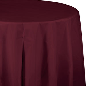 Burgundy Round Plastic Tablecover, 82" by Creative Converting