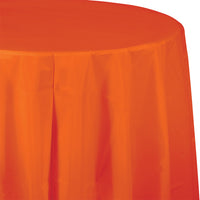 Sunkissed Orange Round Plastic Tablecover, 82
