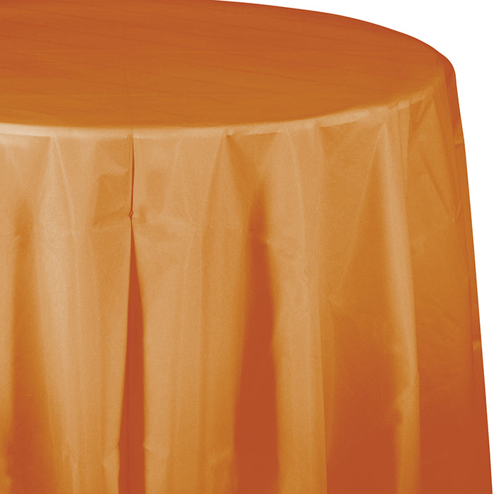 Pumpkin Spice Round Plastic Tablecover, 82" by Creative Converting