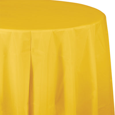 School Bus Yellow Round Plastic Tablecover, 82" by Creative Converting