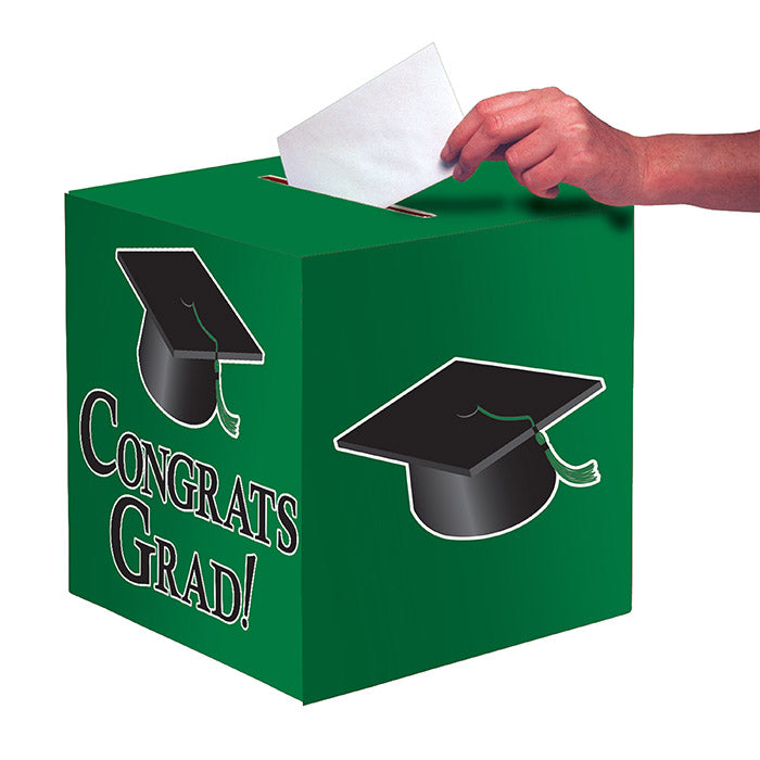 Graduation Card Box, Grad, 9" Green by Creative Converting