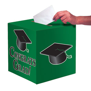 Green Graduation Card Box, Grad, 9" by Creative Converting