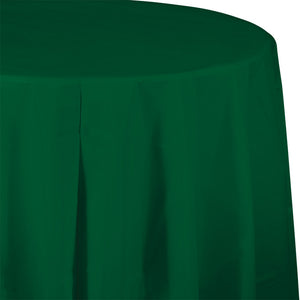 Hunter Green Round Plastic Tablecover, 82" by Creative Converting