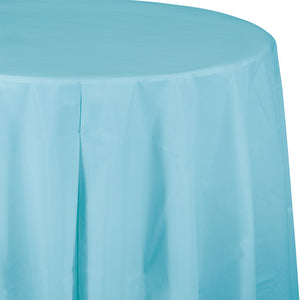 Pastel Blue Round Plastic Tablecover, 82" by Creative Converting