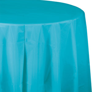 Bermuda Blue Round Plastic Tablecover, 82" by Creative Converting