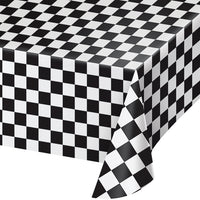 Black Check Tablecover Plastic 54