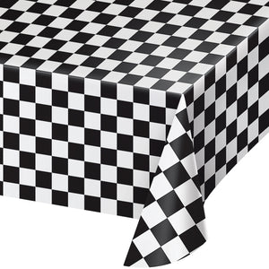 Black Check Tablecover Plastic 54" X 108" by Creative Converting