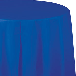 Cobalt Round Plastic Tablecover, 82" by Creative Converting