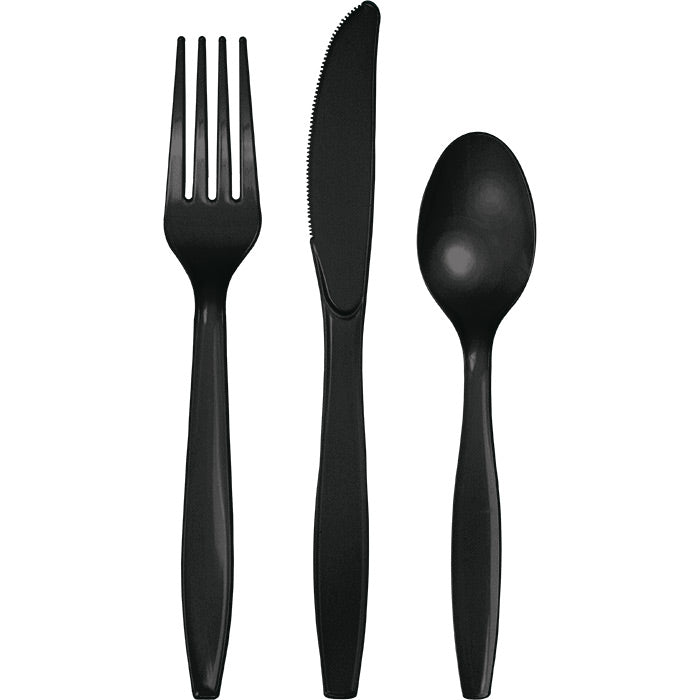 Black Assorted Plastic Cutlery, 24 ct by Creative Converting