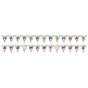 2-Sided Pennant Banner, Rainbow Foil Birthday by Creative Converting