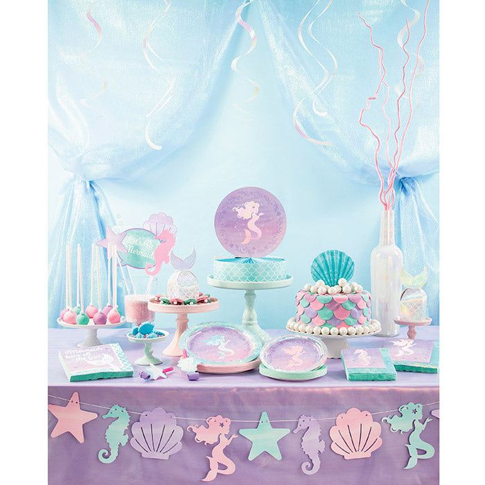 Creative Converting Mermaid Shine Plastic Tablecover All Over Print, 54 X  102