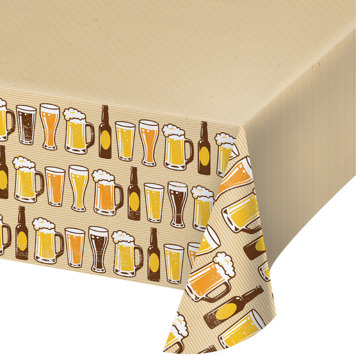 Cheers & Beers Plastic Tablecover All Over Print, 54" X 102" by Creative Converting