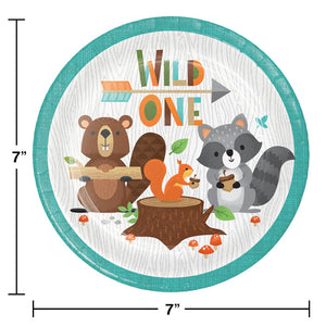 Wild One Woodland Dessert Plates, Pack Of 8 Party Decoration