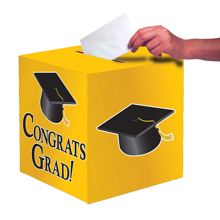 Graduation Card Box, Grad, 9" Yellow by Creative Converting