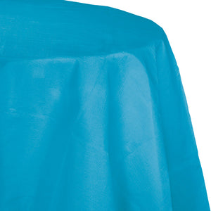 Turquoise Round Polylined TIssue Tablecover, 82" by Creative Converting