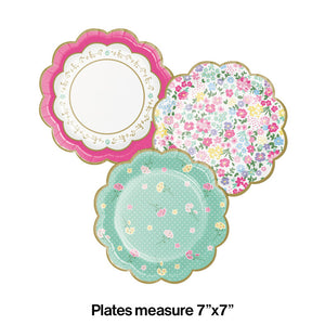 Floral Tea Party Scalloped Plate 7" Assorted Florals, 8 ct Party Decoration