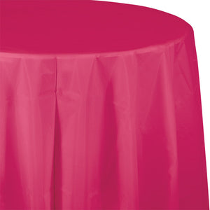 Hot Magenta Round Plastic Tablecover, 82" by Creative Converting