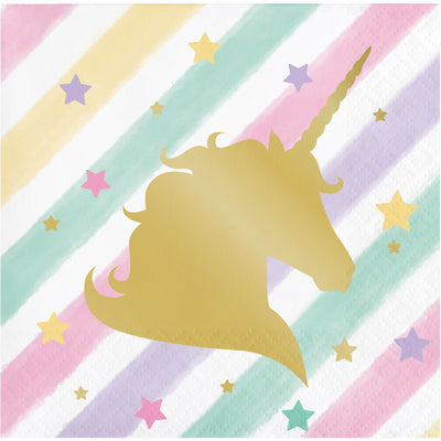 Unicorn Sparkle Beverage Napkin, 3Ply Foil Stamped, 16 ct by Creative Converting