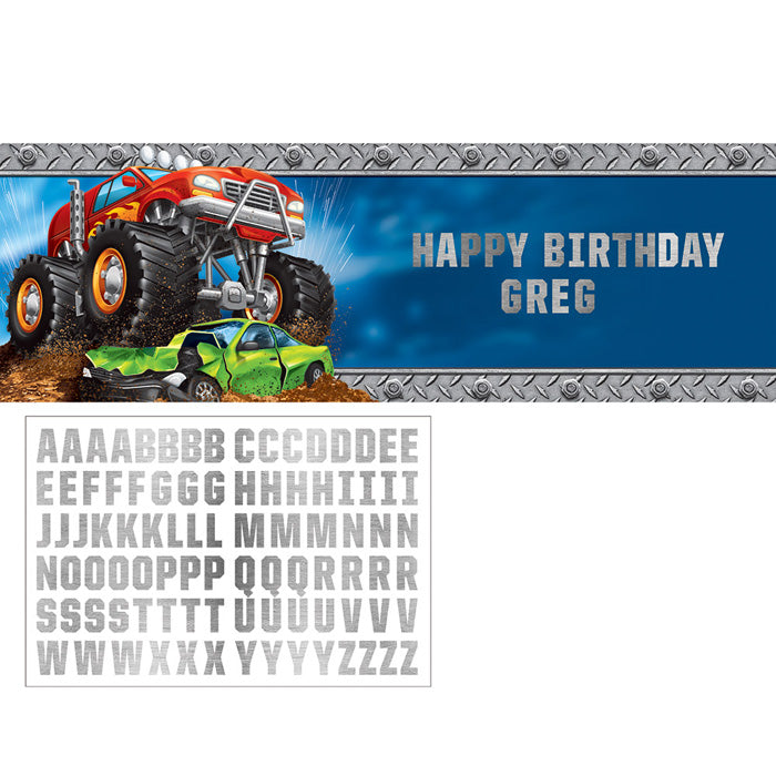 Monster Truck Rally Giant Party Banner With Stickers by Creative Converting