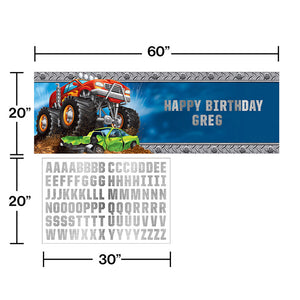 Monster Truck Rally Giant Party Banner With Stickers Party Decoration