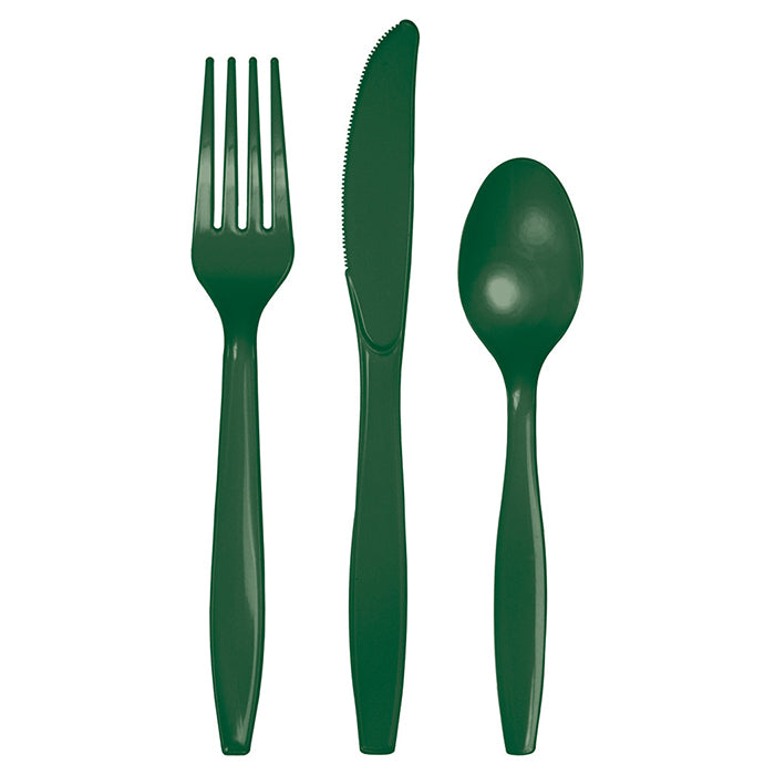 Hunter Green Assorted Plastic Cutlery, 24 ct by Creative Converting