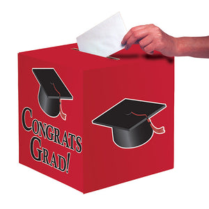 Graduation Card Box, Grad, 9" Red by Creative Converting