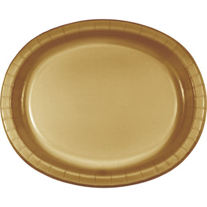 Glittering Gold Oval Platter 10" X 12", 8 ct by Creative Converting