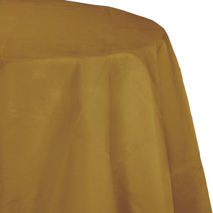 Glittering Gold Round Polylined TIssue Tablecover, 82" by Creative Converting