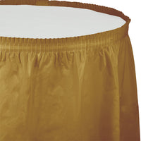 Glittering Gold Plastic Tableskirt, 14' X 29