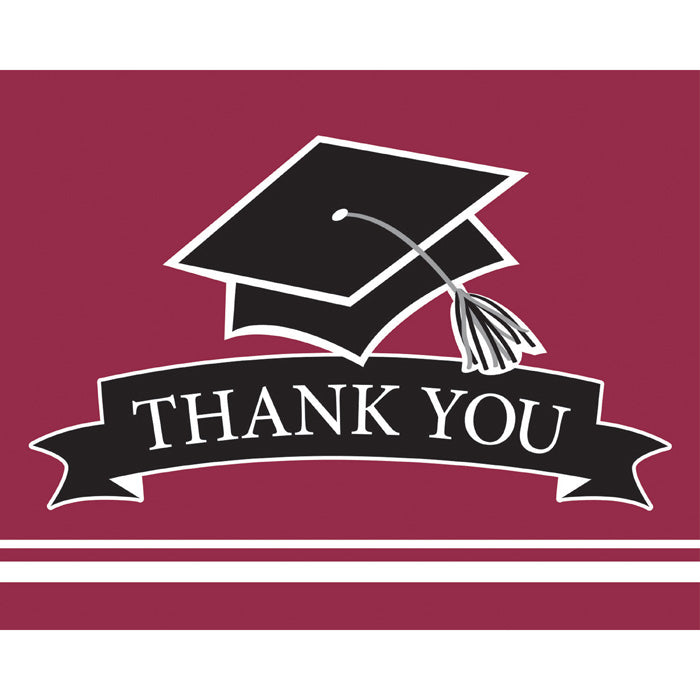 Graduation School Spirit Burgundy Red Thank You Notes, 25 ct by Creative Converting