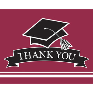 Burgundy Graduation Red Thank You Notes, 25/Pkg by Creative Converting