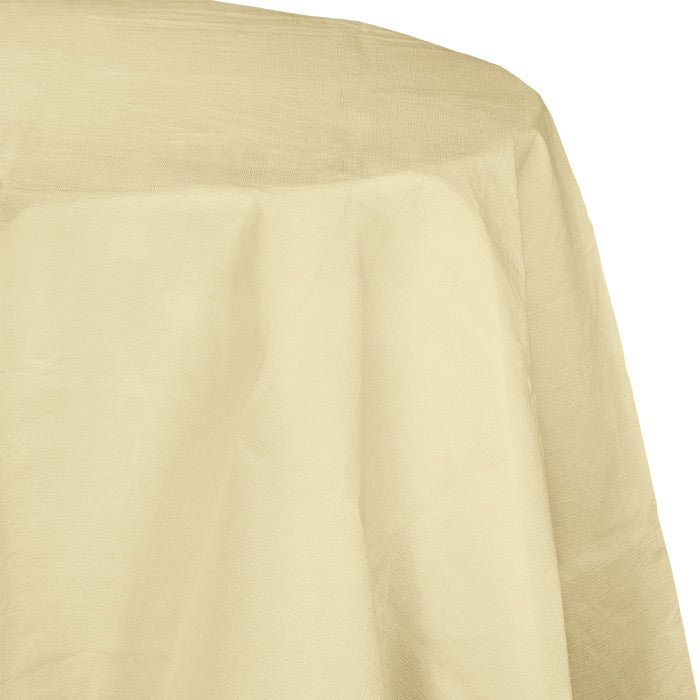 Ivory Tablecover, Octy Round 82" Polylined Tissue by Creative Converting