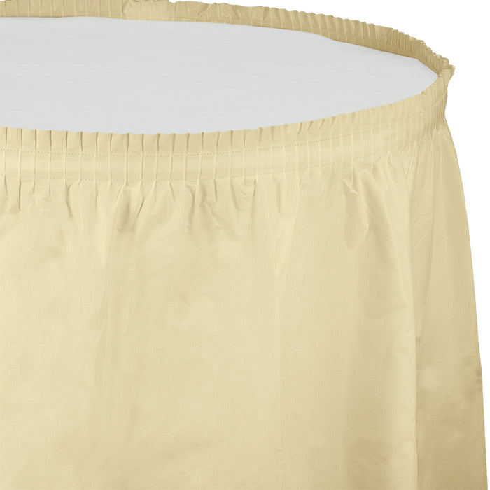 Ivory Plastic Tableskirt, 14' X 29"