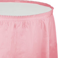 Classic Pink Plastic Tableskirt, 14' X 29