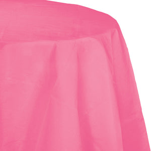 Candy Pink Round Polylined TIssue Tablecover, 82" by Creative Converting