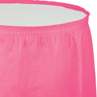 Candy Pink Plastic Tableskirt, 14' X 29