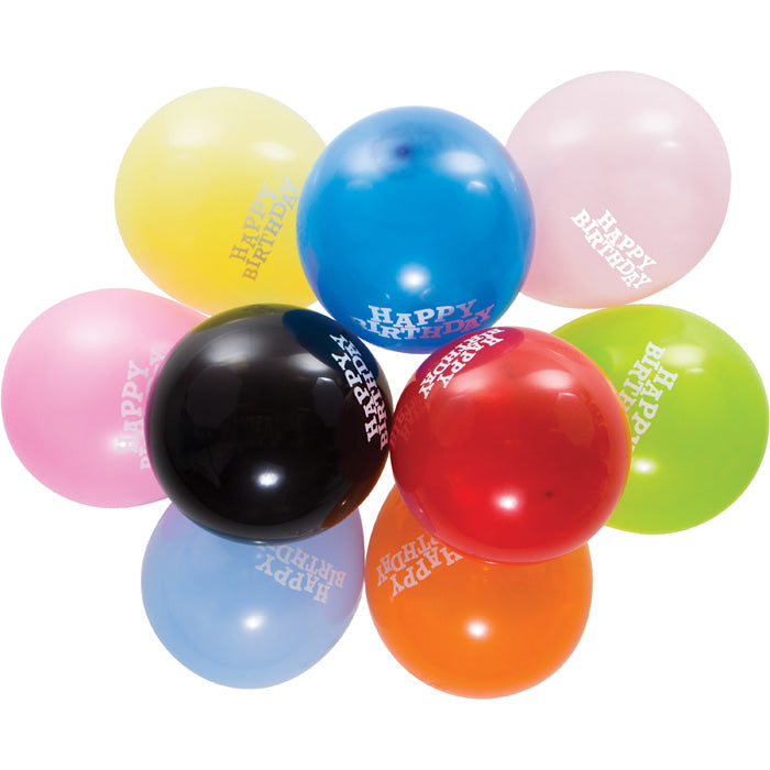 Balloons, 12" Asst Happy Birthday, 15 ct by Creative Converting