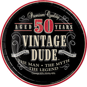 Vintage Dude 50th Birthday Dessert Plates, 8 ct by Creative Converting
