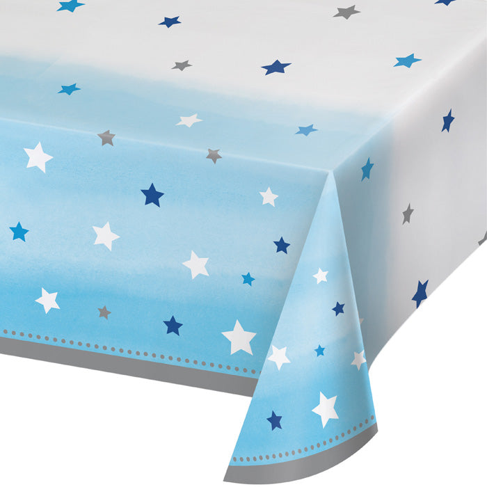 One Little Star - Boy Plastic Tablecover All Over Print, 54" X 102" by Creative Converting