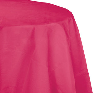 Hot Magenta Round Polylined TIssue Tablecover, 82" by Creative Converting